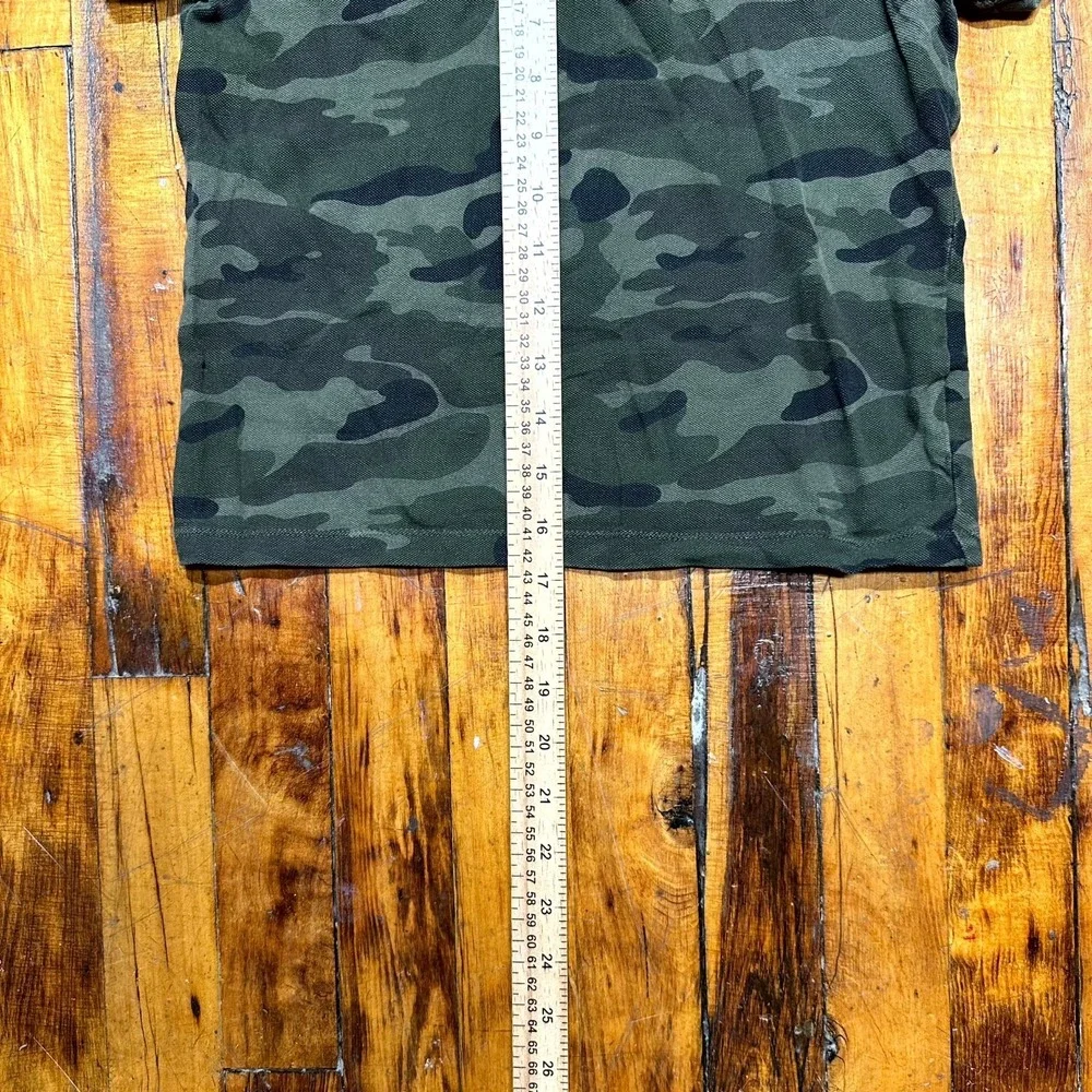 Old Navy Polo Shirt Boys Small Olive Camouflage Stretch Short Sleeve Performance